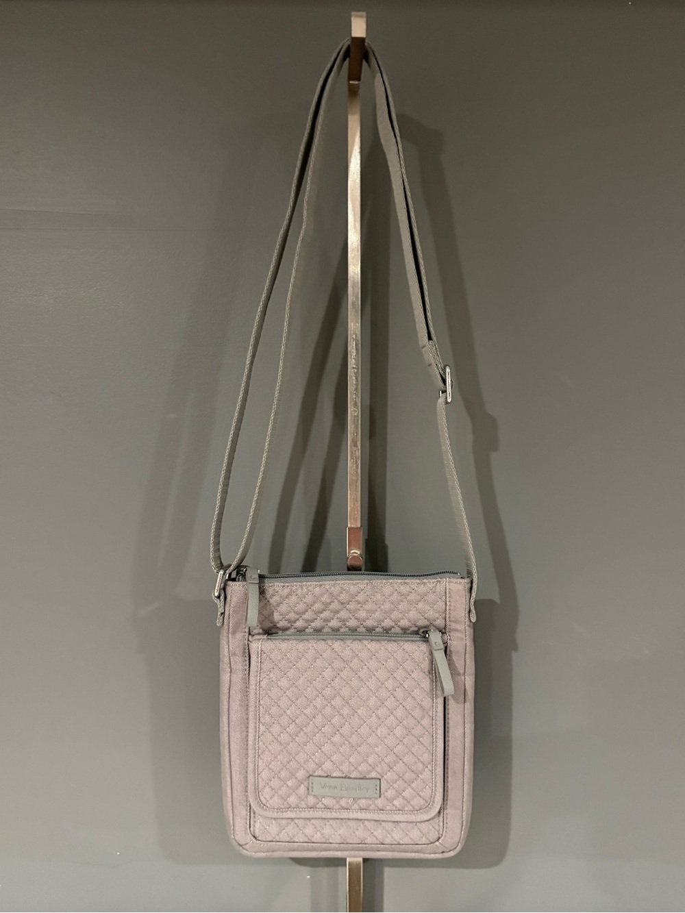 Vera Bradley Quilted Crossbody Bag in Light Gray